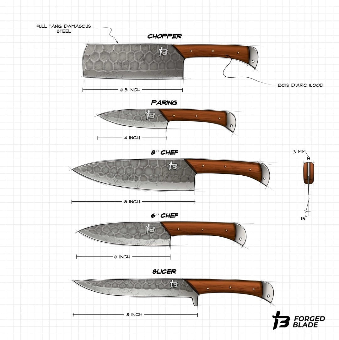 Iron Wood Reserve Damascus Chef Knife Set