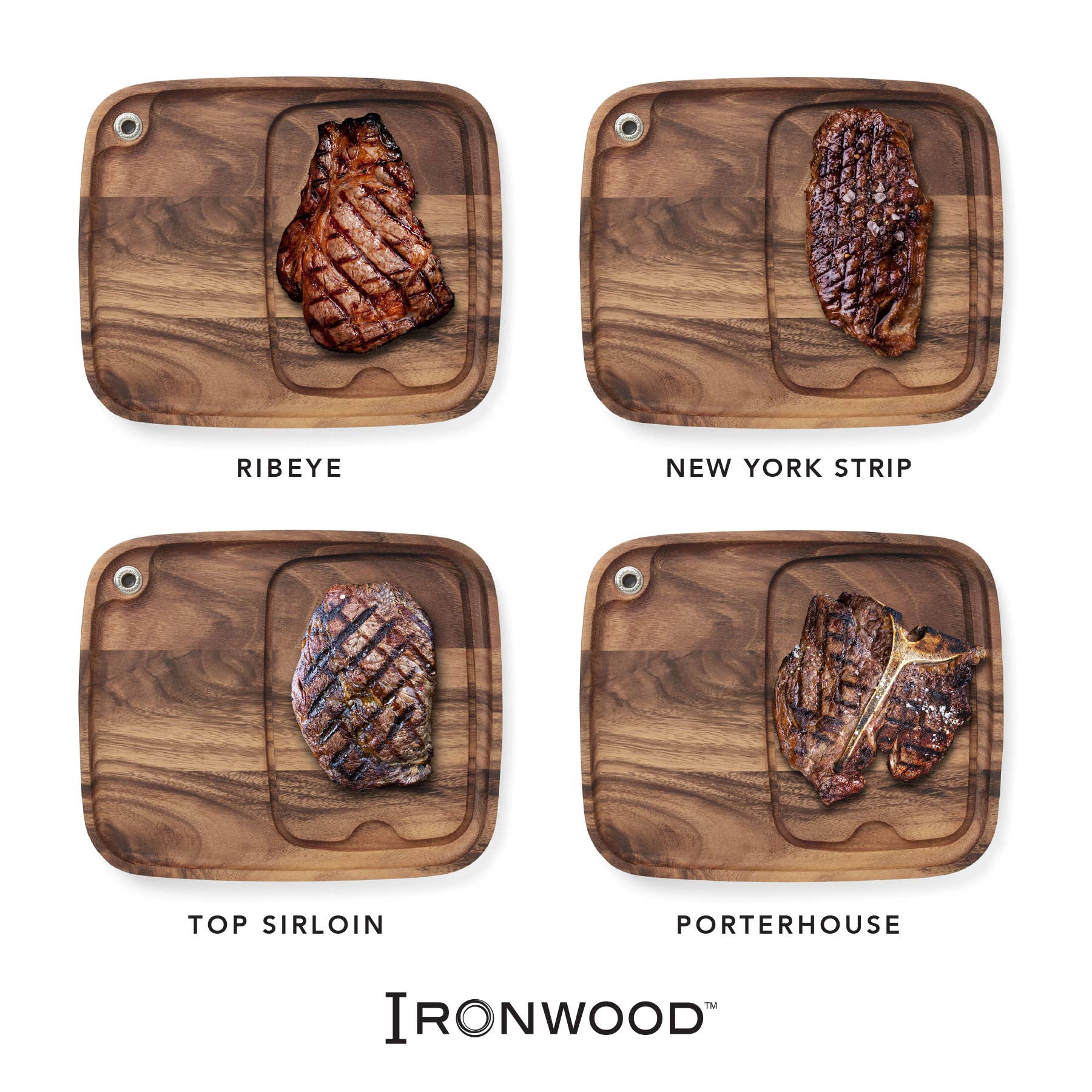 Ironwood Fort Worth Steak Plate, Acacia Wood, 11" x 13"