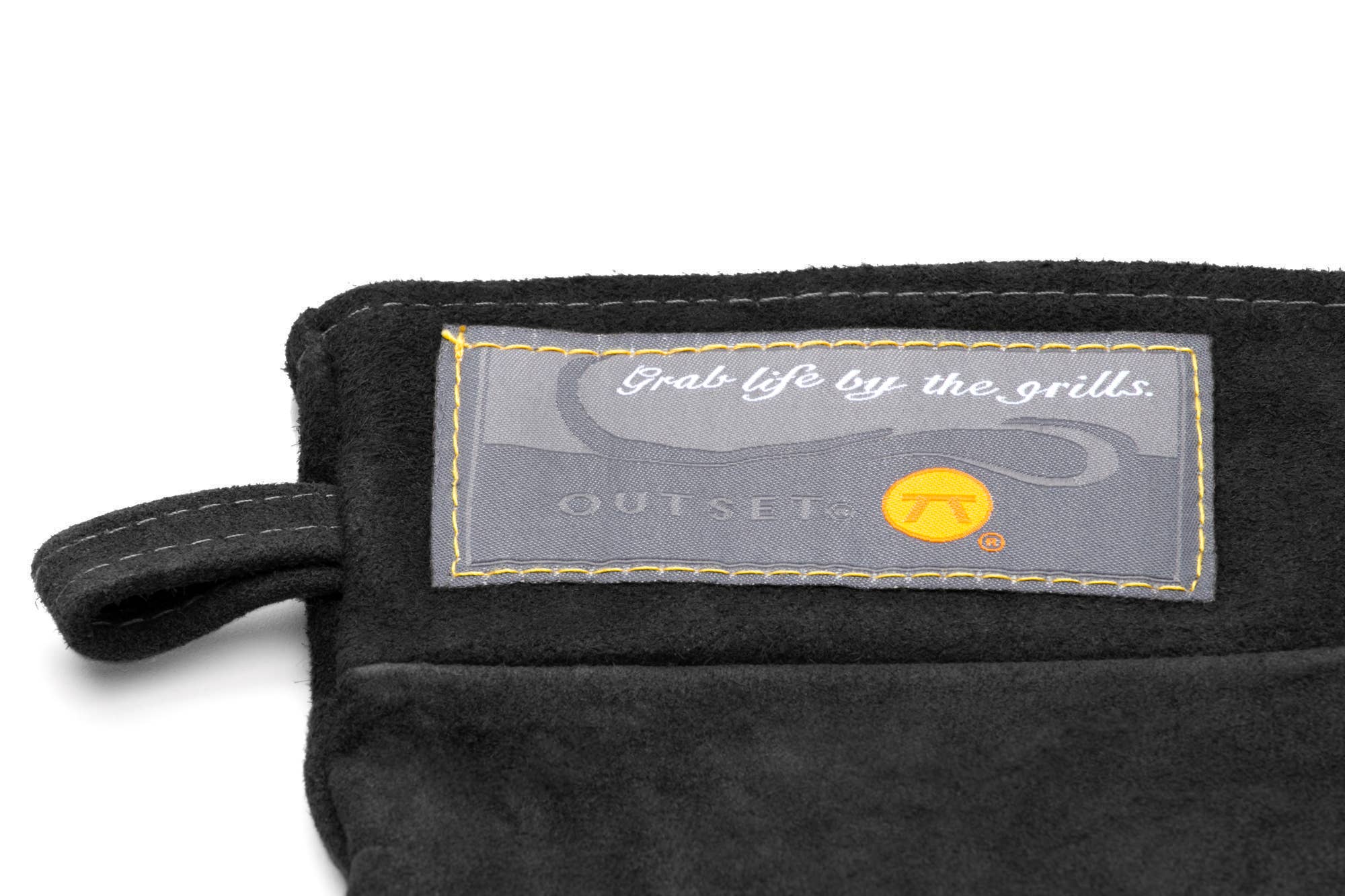 Outset Black Leather Grill Mitt, 8.5” x 17”