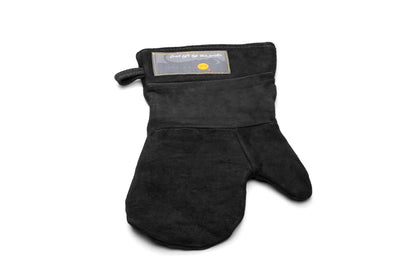 Outset Black Leather Grill Mitt, 8.5” x 17”