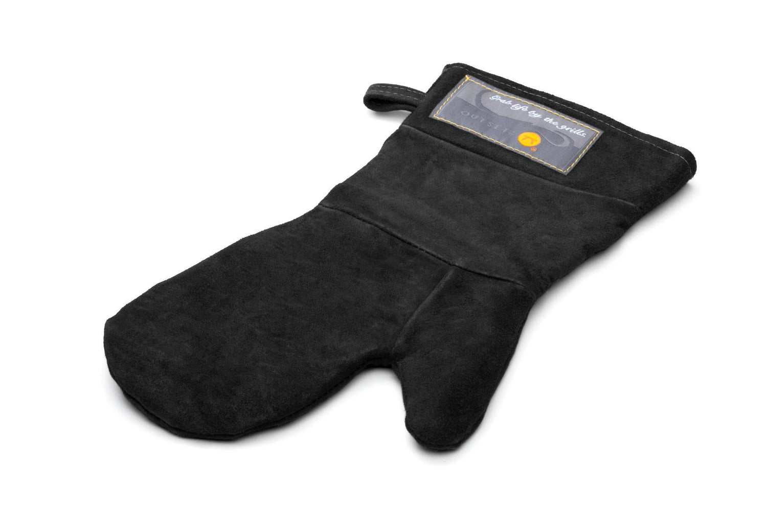 Outset Black Leather Grill Mitt, 8.5” x 17”