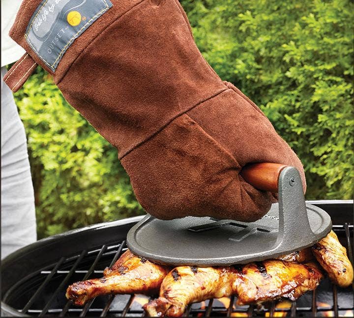 Outset Brown Leather Grill Mitt, 8.5” x 15”